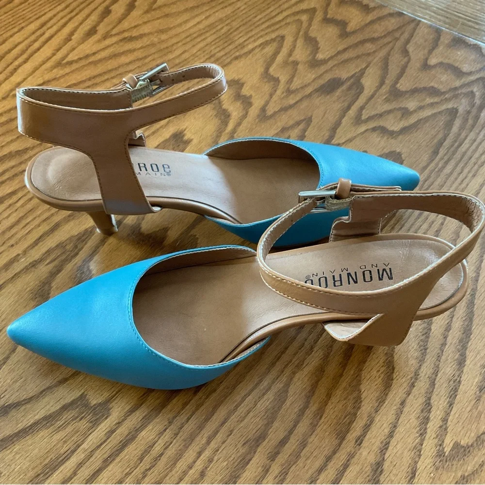 Monroe & Main Color Block Ankle Strap Heel/Pumps, Women’s Sz 6.5M